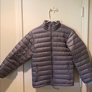Boys grey Patagonia full zip puffer jacket.